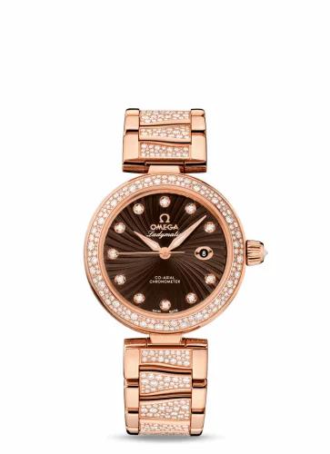 Omega LadyMatic Co-Axial 34 Red Gold / Diamond / Brown / Diamond Bracelet 425.65.34.20.63.003 (42565342063003)